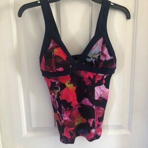 Athleta Tankini Top Swim Floral Colorful XS